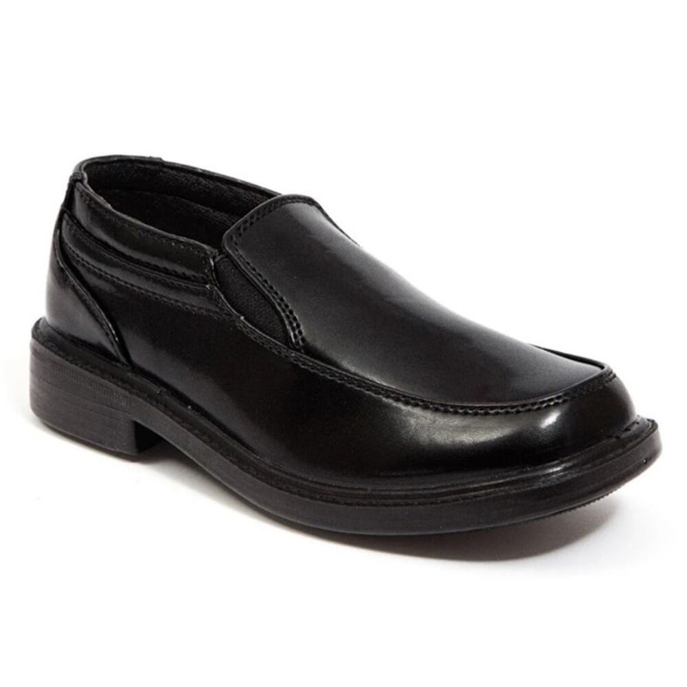 Deer Stags Kids Brian Black Leather Comfort  Slip On Loafers Size 5W
